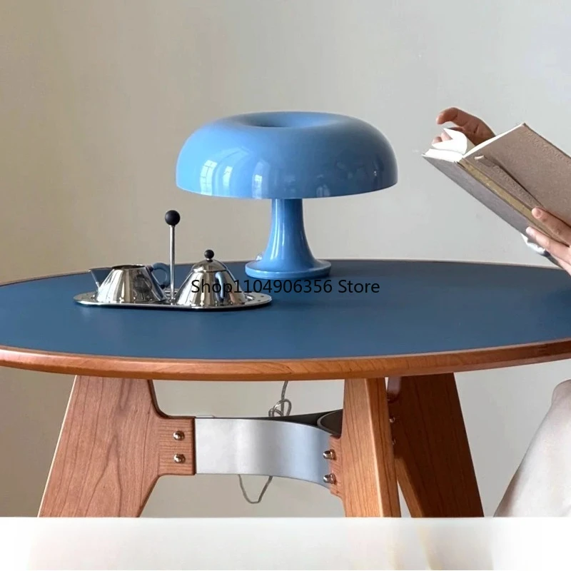 

Mushroom desk lamp dining room living room bedroom bedside lamp blue ins medieval lamp