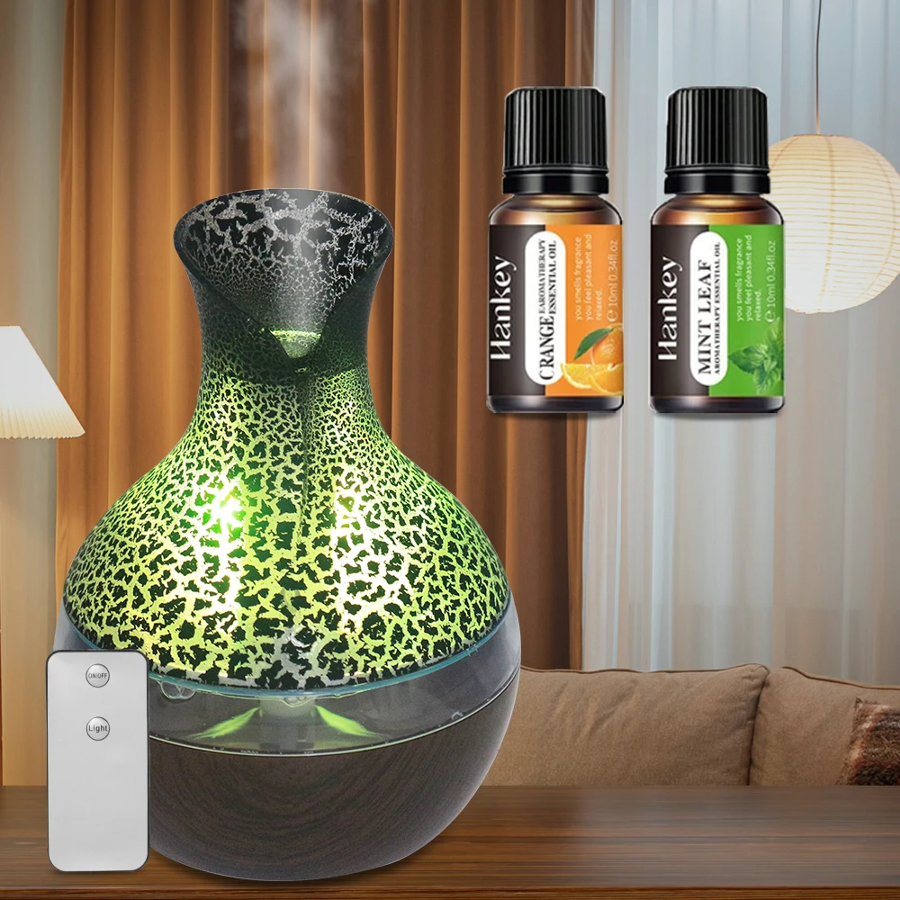 

С 2 наборами масел премиум-класса, 300 мл, диффузор для ароматерапии с дистанционным управлением, 7 цветов светодиодов, ультра тихий USB-увлажнитель для лучшего сна