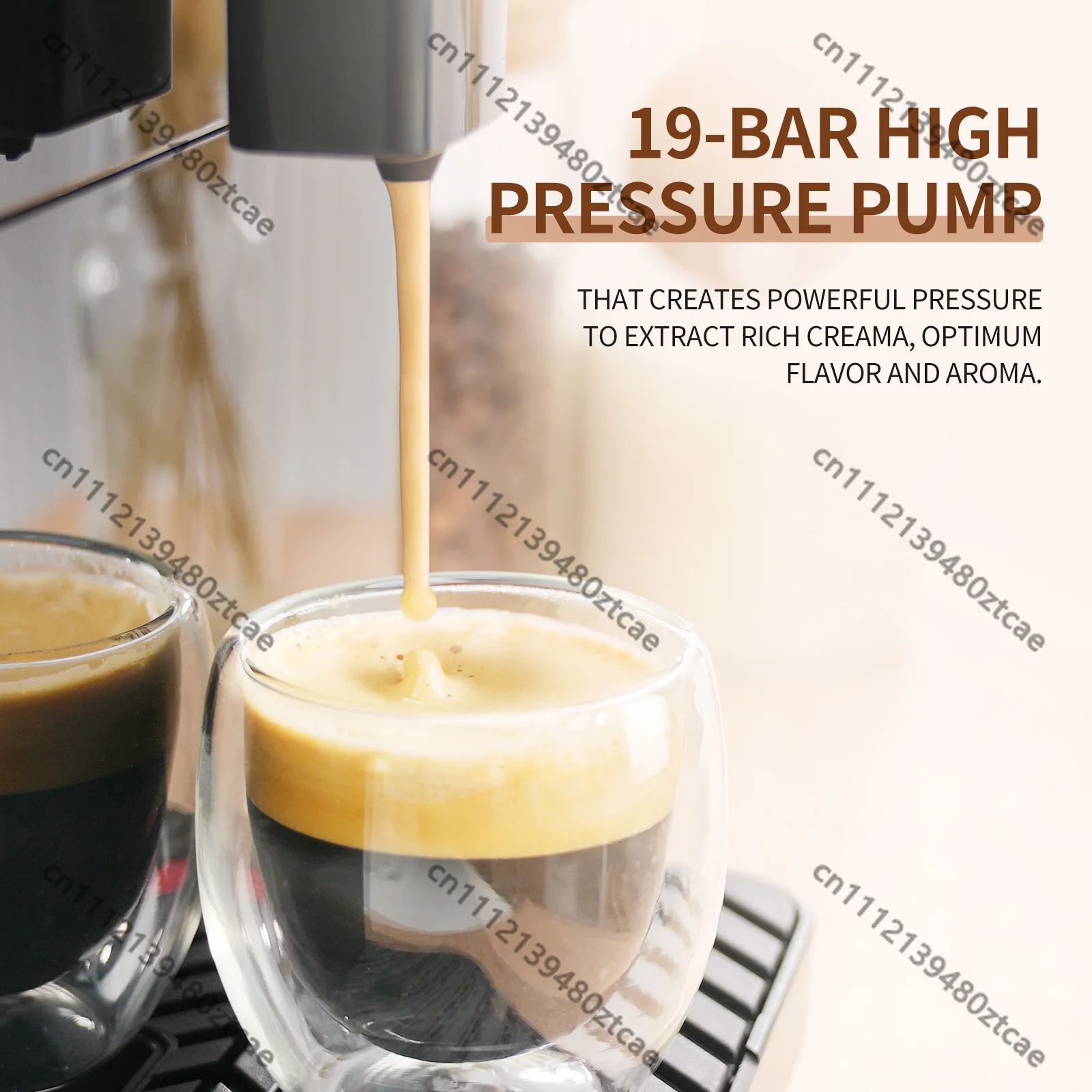 Compact WiFi Fully Automatic Coffee Machine with Built-in Grinder 4 Coffee Flavors Household Office Coffee Maker