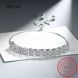 6mm Moissanite Tennis Bracelet On Hand 925 Sterling Silver Lab Created Diamond Adjustable Bracelets For Woman