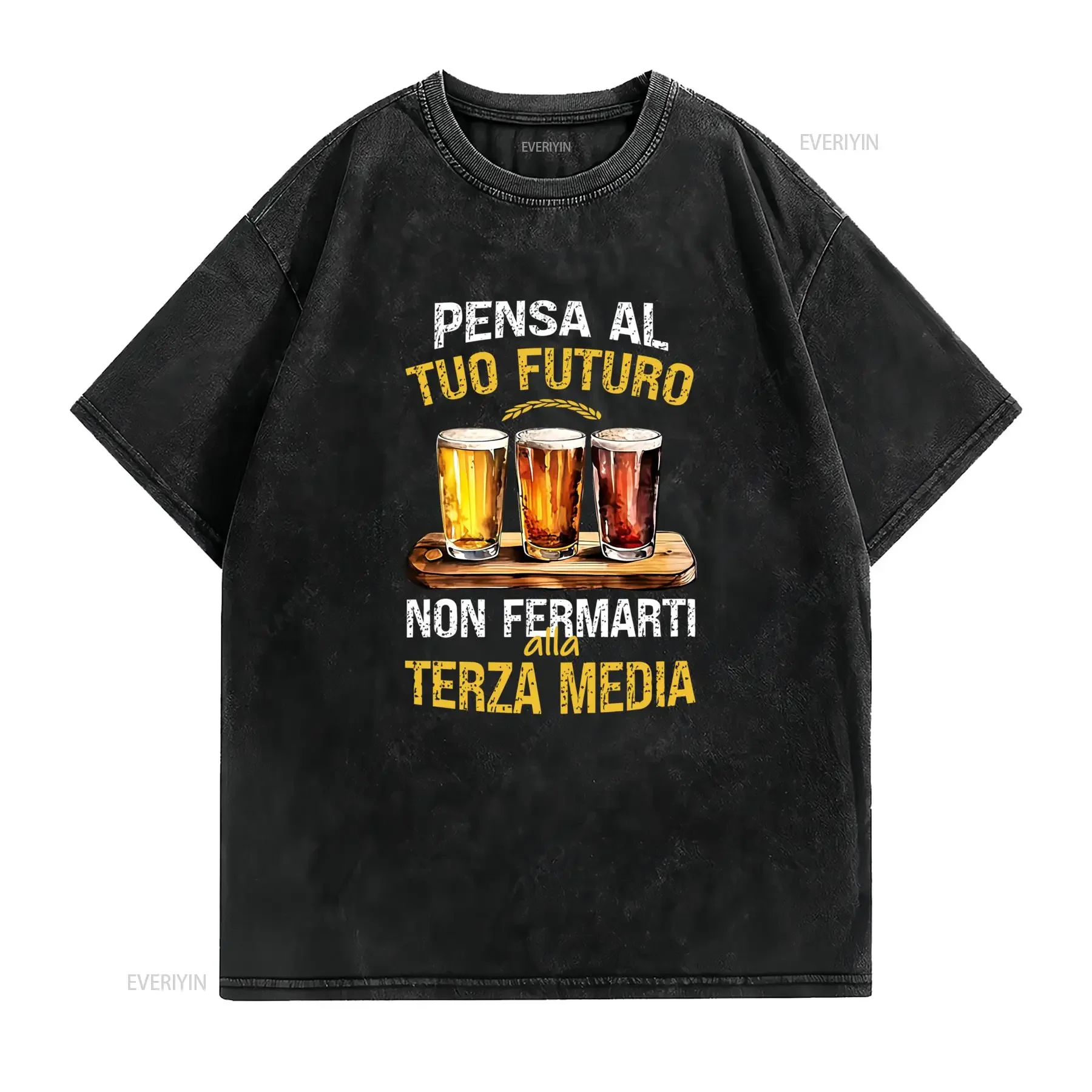 T shirt da uomo divertente per amanti della birra Stampa sul retro con frase italiana e design tazza girocollo casual tessuto
