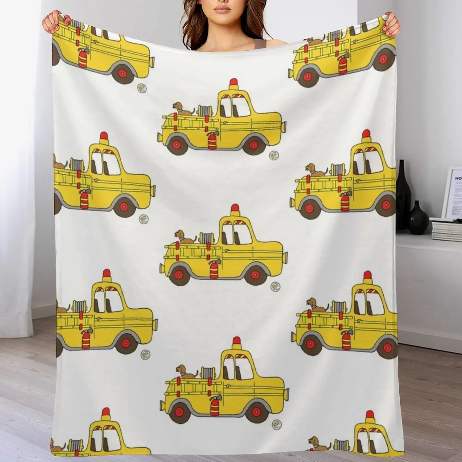 

Firetruck Yellow Vintage Fire Truck Throw Blanket Luxury Throw For Baby Luxury Designer Cute Blankets