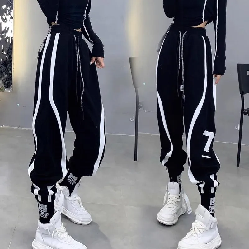 

Мужские повседневные брюки свободного кроя на подкладке, осень-зима, большие размеры 36 кг, корейский лоскутный дизайн, Baggie Sweatp...