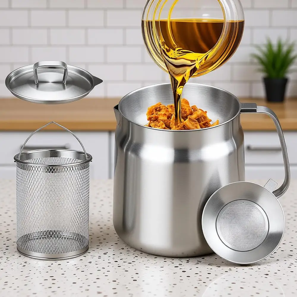 

Фритюрница с корзиной и ситом, 119 унций/3,5 л/3,7 кварты, можно мыть в посудомоечной машине