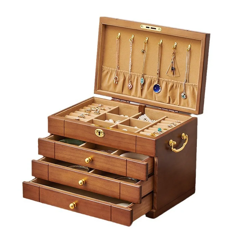 

Solid wood jewelry box Large capacity multi-functional jewelry storage box