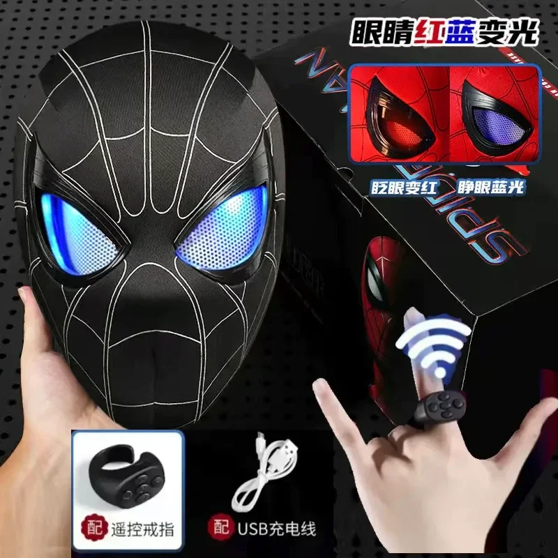 In Stock Miles Spider-Man 1:1 Scale Electronic Mask With Moving Glowing Eyes Ring Control Cosplay Toy Gift For Boys Gift image 5