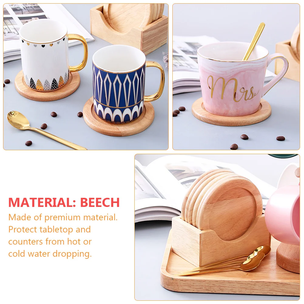 

1Set Pot Pan Cup Coaster Premium Wooden Heat Resistant Table Mat Non-Slip Round Drink Coaster Home Office Use Drink Mat