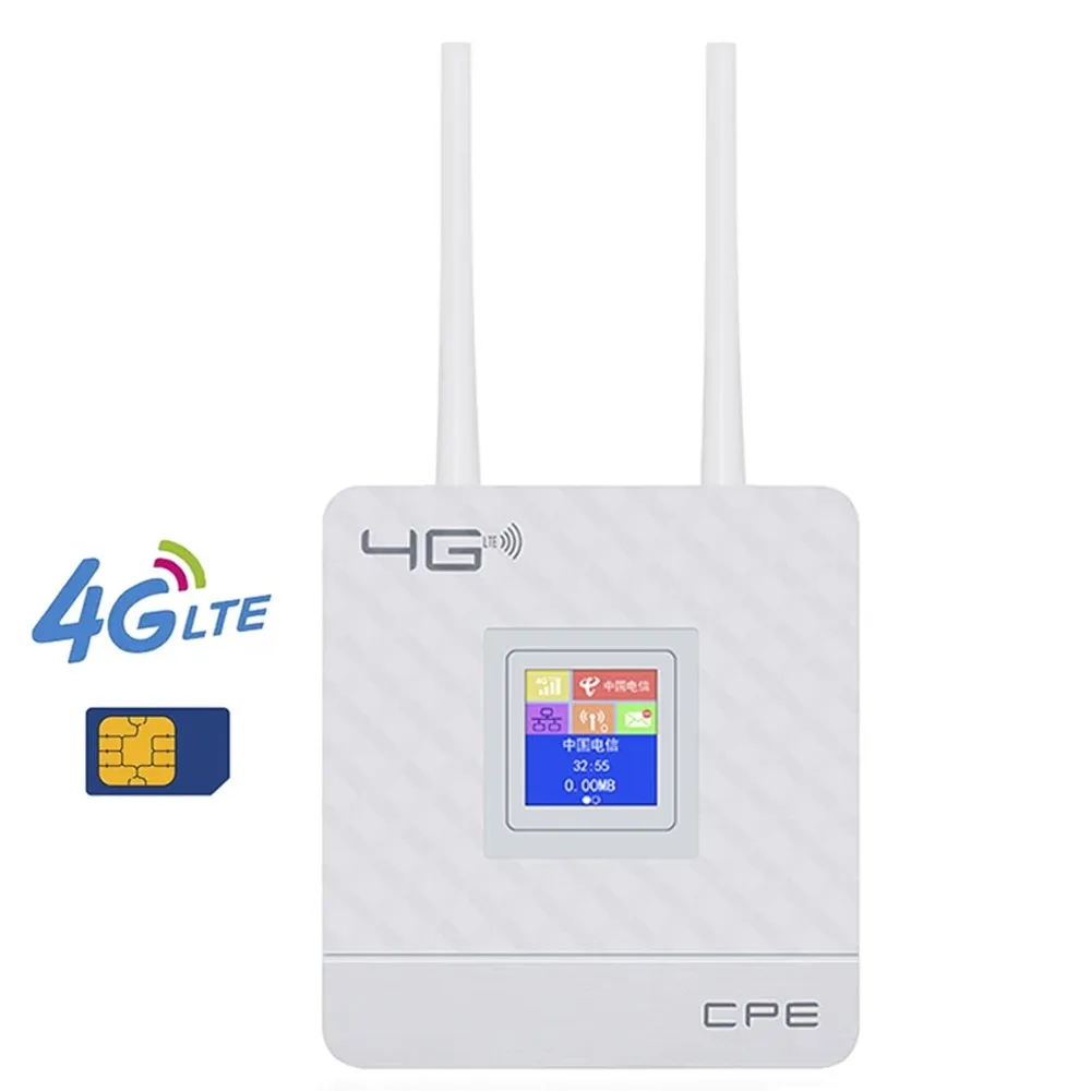 4G LTE Unlocked CPE WiFi Router Portable Gateway FDD TDD WCDMA GSM External Antennas SIM Card Slot WAN LAN Port Mobile Hotspot
