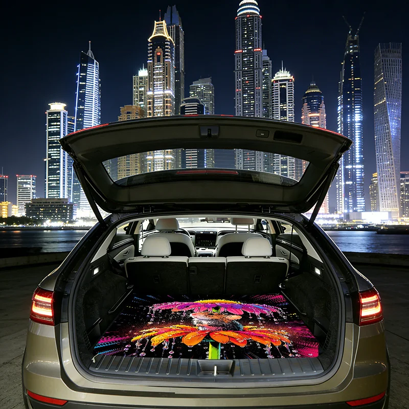 1 Stylish And Colorful Car Trunk Pads - Urban Night View Design, Easy-to-clean Protective Pads, Durable And Scratch-resistant, S