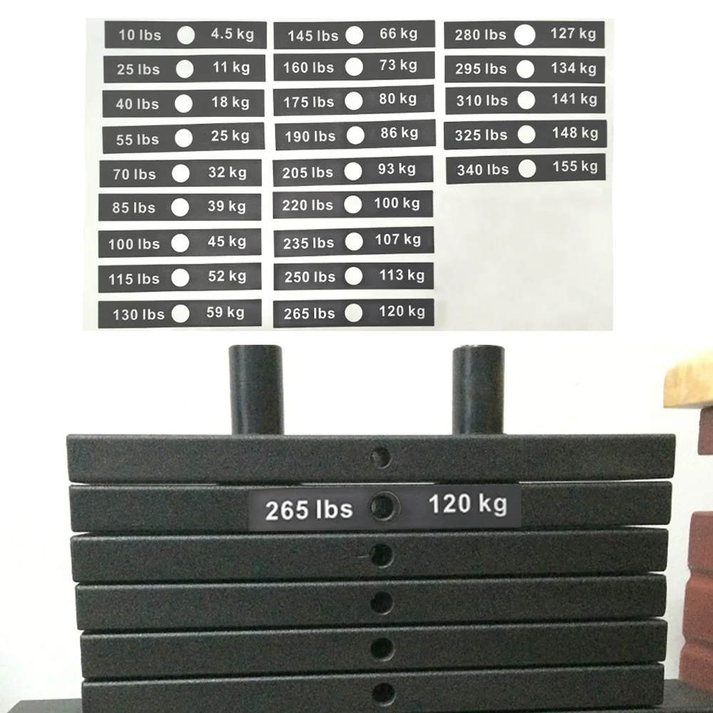 Fitness Equipment Weight Stickers Numbered Gym Weight Stack Labels 4 5kg 155kg Traceless Removal Without Damaging Equipment