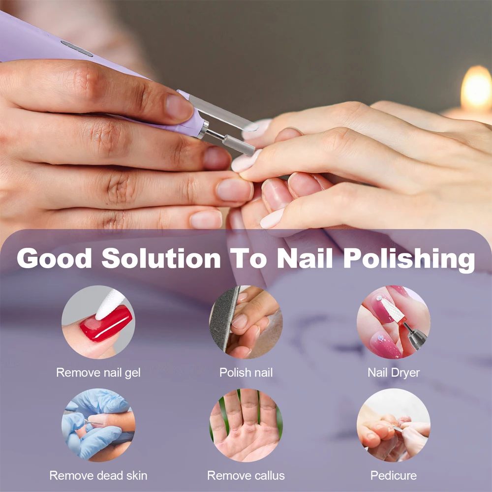 لاسلكي صغير مسمار الحفر القلم 2-IN-1-UV مصباح مجفف الأظافر مانيكير طلاء الأظافر القلم قبضة USB قاطعة المطحنة UV جل مزيل