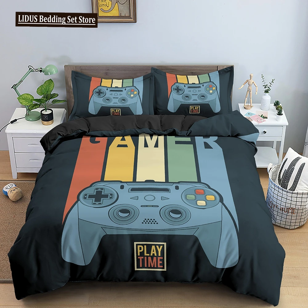 

Gamepad Polyester Duvet Cover Set Colourful Button King Play Gamer Bedding Set Kid Teen Man Video Game For Child Game Room Decor