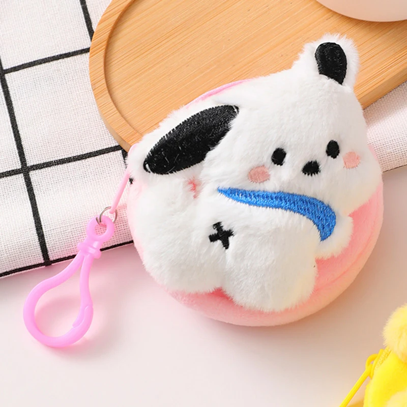 Kawaii Cartoon Plush Coin Purse Cute Hello Kitty Strawberry Bear Money Change Pouch Headphone Storage Bag Pendant