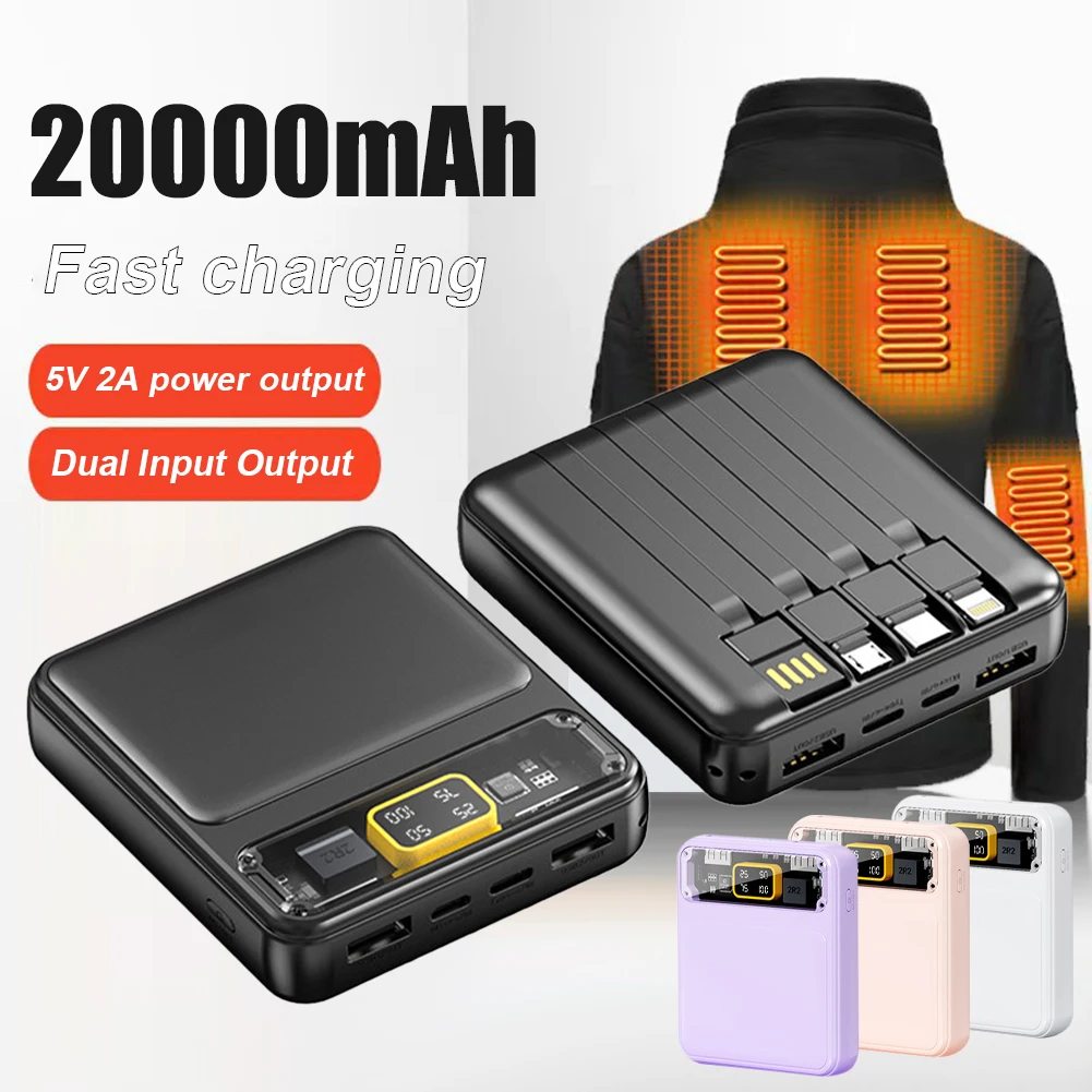 20000mAh Power Bank Portable Mini Mobile Charger Fast Charging External Battery Pack for Heating Vest Jacket Scarf Socks Gloves