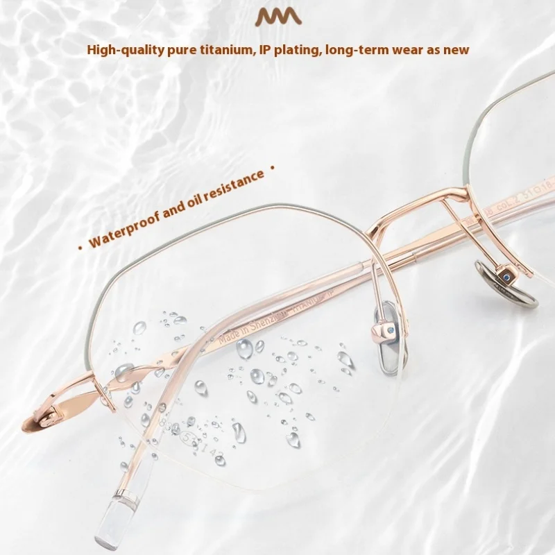 Moda retro de alta qualidade óculos de titânio ultra leve óculos de prescrição semi quadro óptico miopia óculos quadro