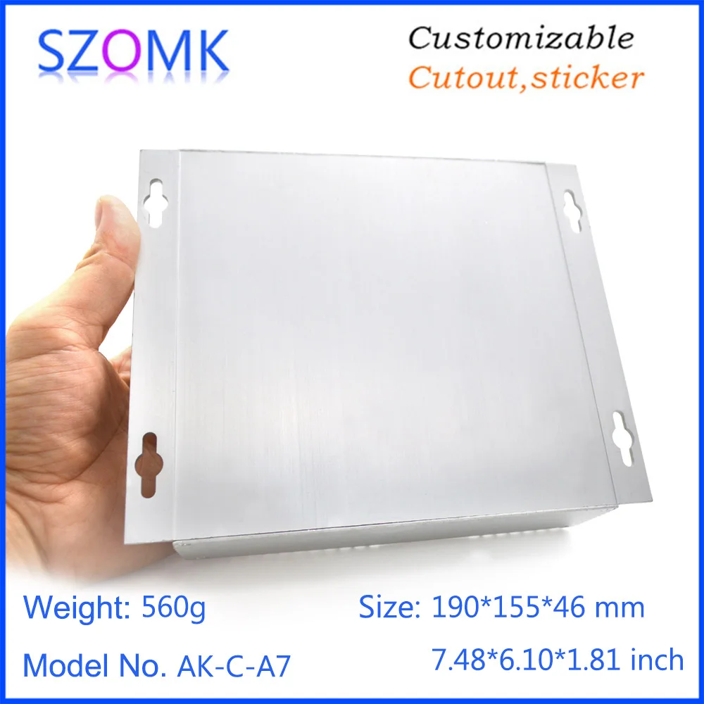 Shell enclosure for electronics aluminum junction housing (1Pcs) 46*190*155mm szomk silvery aluminum instrument enclosure