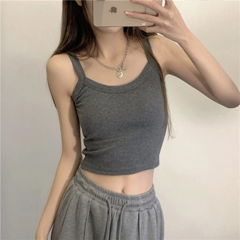 2022 Women\'s Cotton Underwear Sexy Solid Color Top Fashion Push Up Bra Female Outdoor Top Sports Tank Up Woman Crop Tops