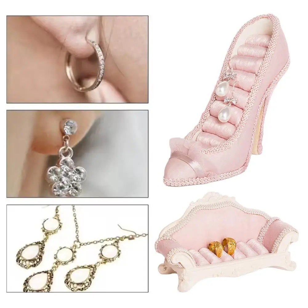 Jewelry Holder Display Stand High-Heeled Shoes Sofa Decorative Figurine Earring Necklace Storage Organizer Gift For Women