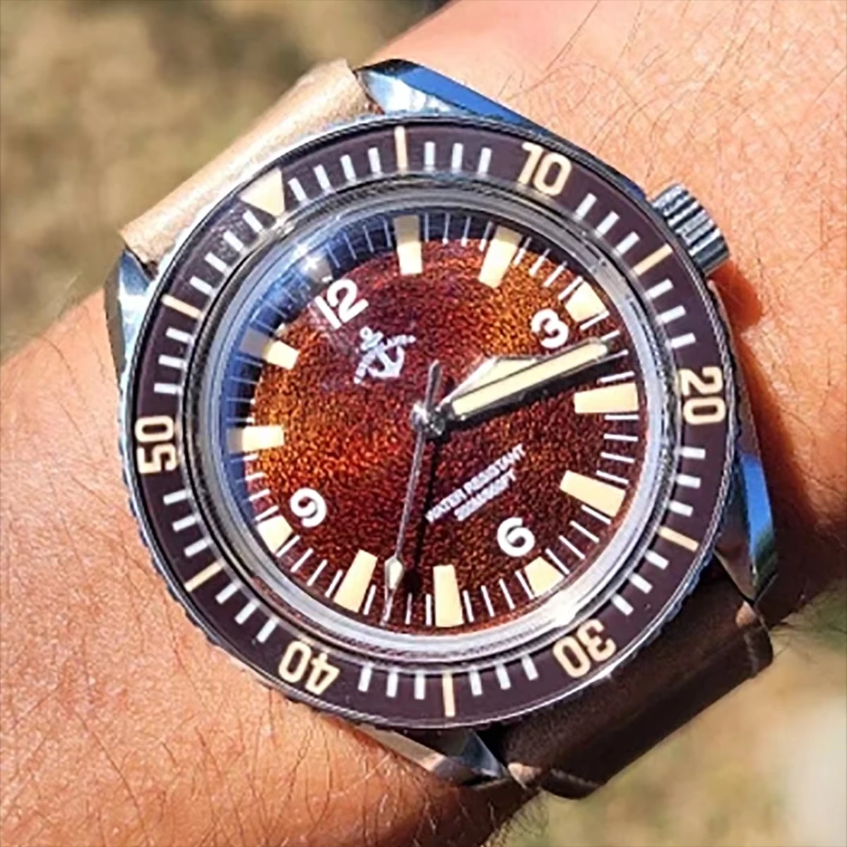 2024 Hruodland F025 Retro Sports Men Watch NH35 Automatic Mechanical Stainless Steel Brown Leather Strap Diving reloj hombre