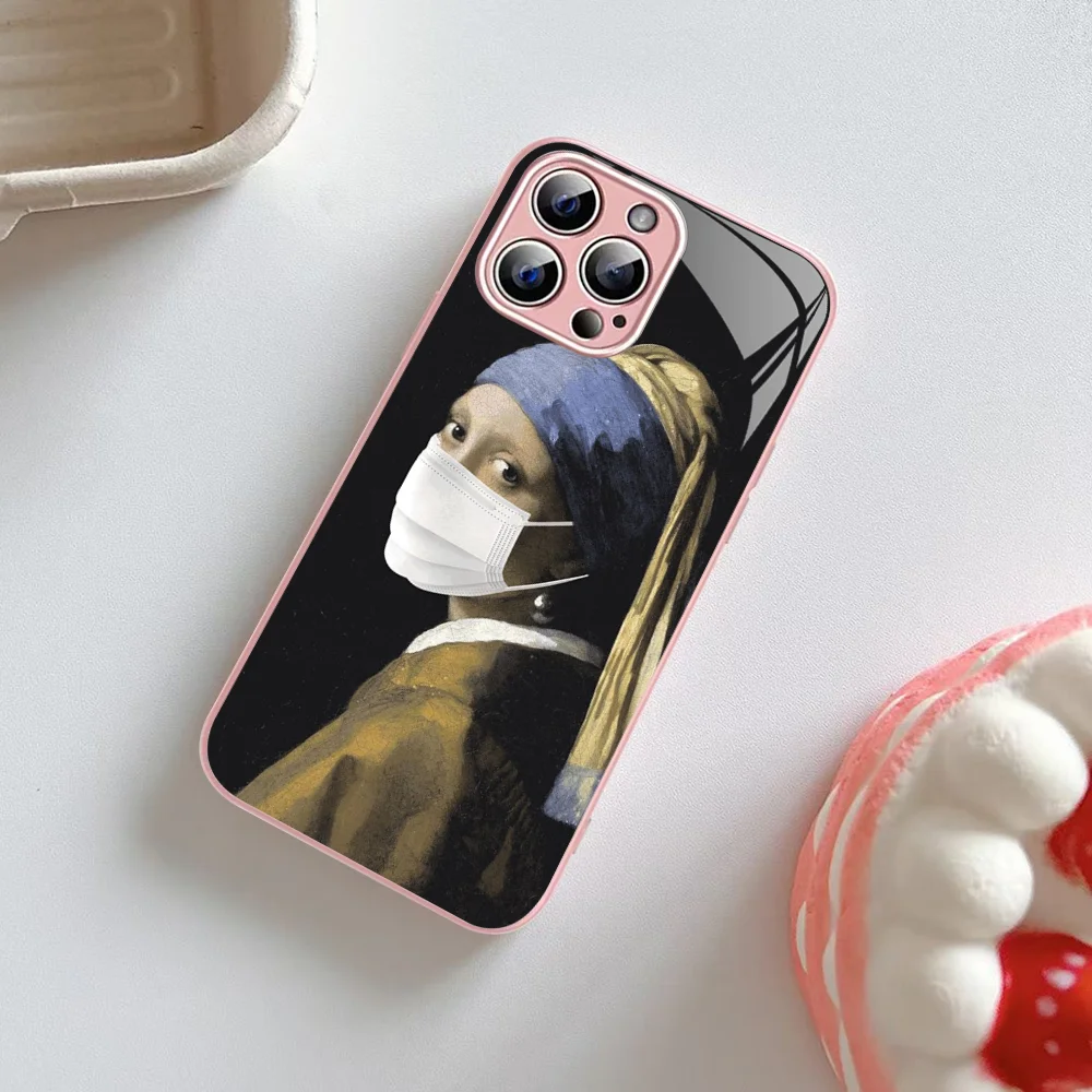 Girl With A Pearl Earring Vermeer Phone Case Tempered Glass For iphone 14 13 12 11 Pro Mini XS MAX 14Plus X XS XR Cover