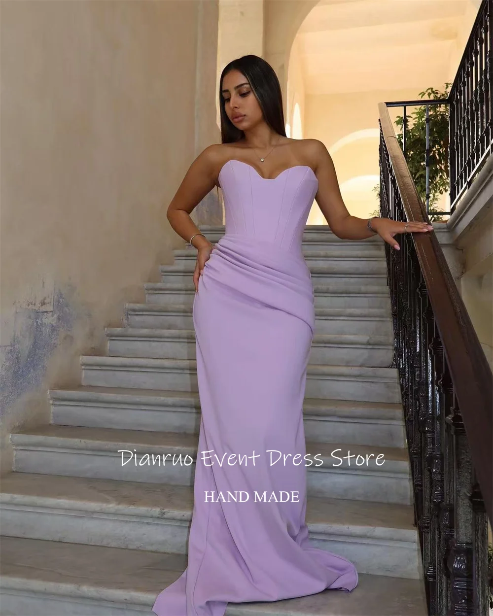 فساتين سهرة Dianruo حورية البحر على شكل قلب طويلة من الساتان فيستدو دي غالا فام الحد الأدنى المكشكش Abiti Da Cerimonia مخصصة