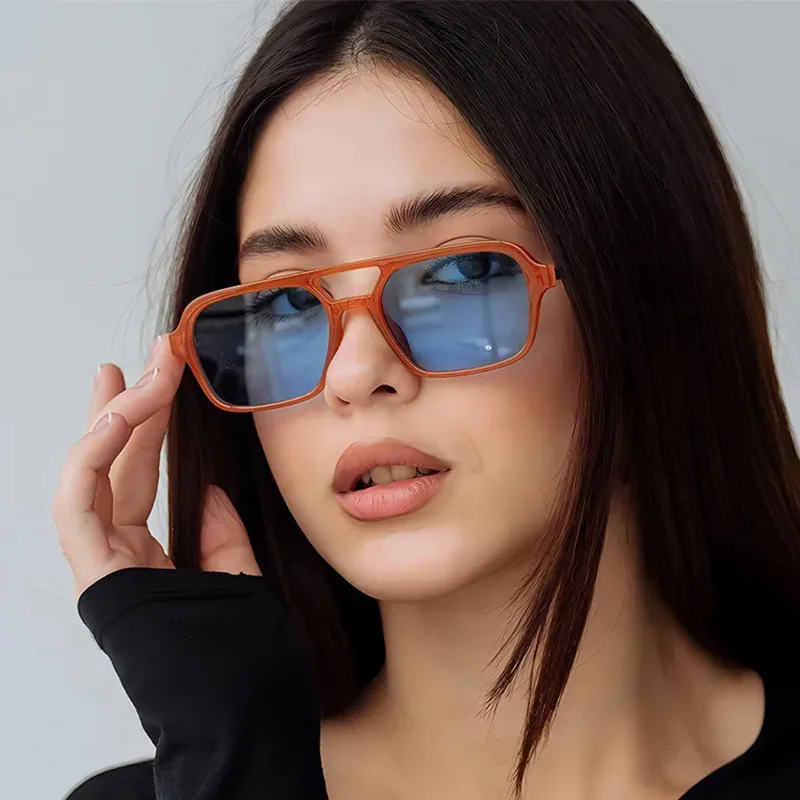 Vintage Metal Frame Sunglasses For Women Men Square Black Rectangle Cool Sunglasses Polygon Sun Glasses for Male Female ﻿