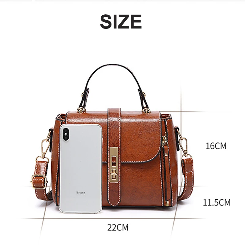 Women\'s Messenger Shoulder Bag 2025 New Retro Style Women Handbags Oil Wax PU Leather European American Luxury Totes Bags DL0029