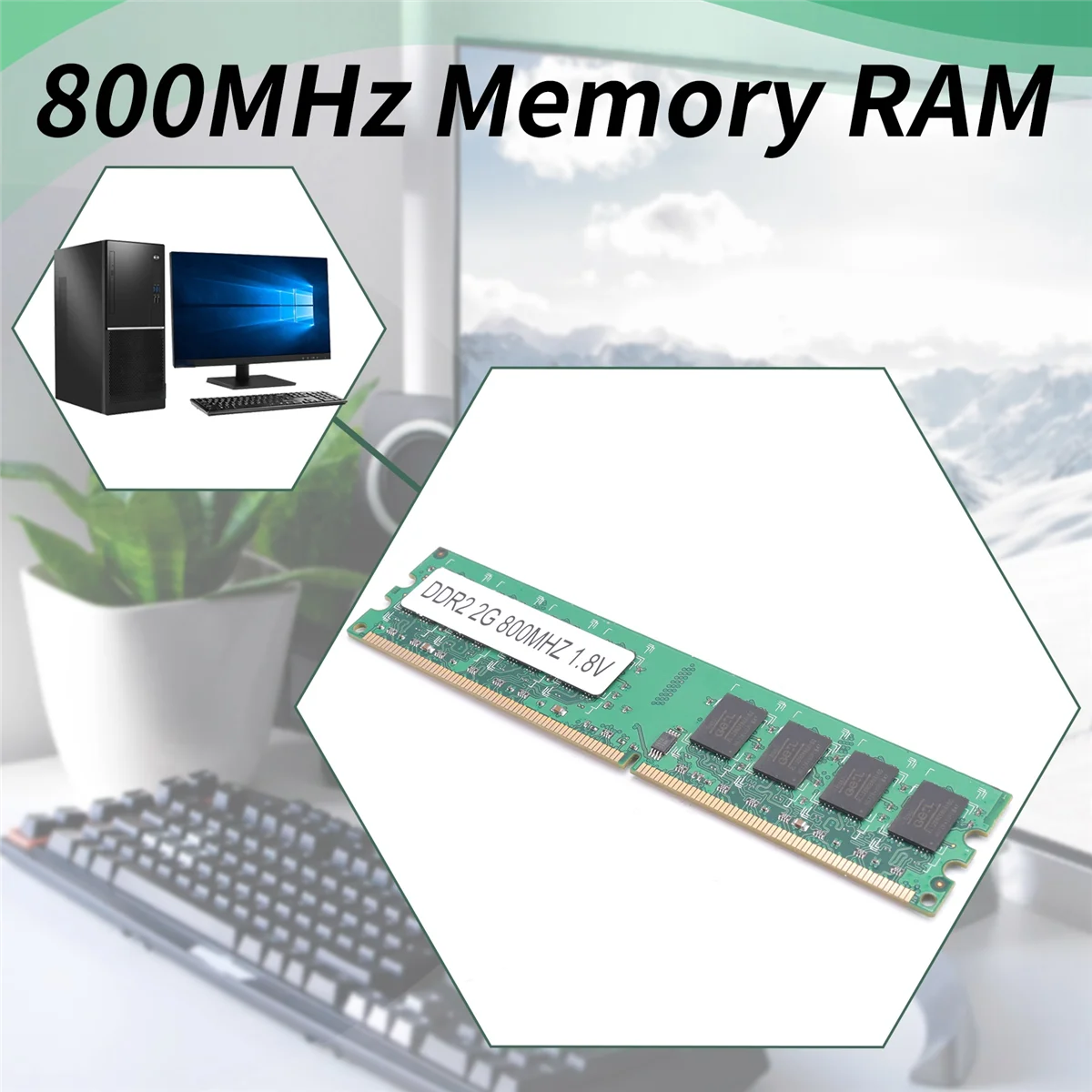 SMIEA 2GB DDR2 PC2-6400 800MHz 240Pin 1.8V เดสก์ท็อปหน่วยความจํา DIMM RAM สําหรับ Intel, สําหรับ AMD(2GB/800,W)