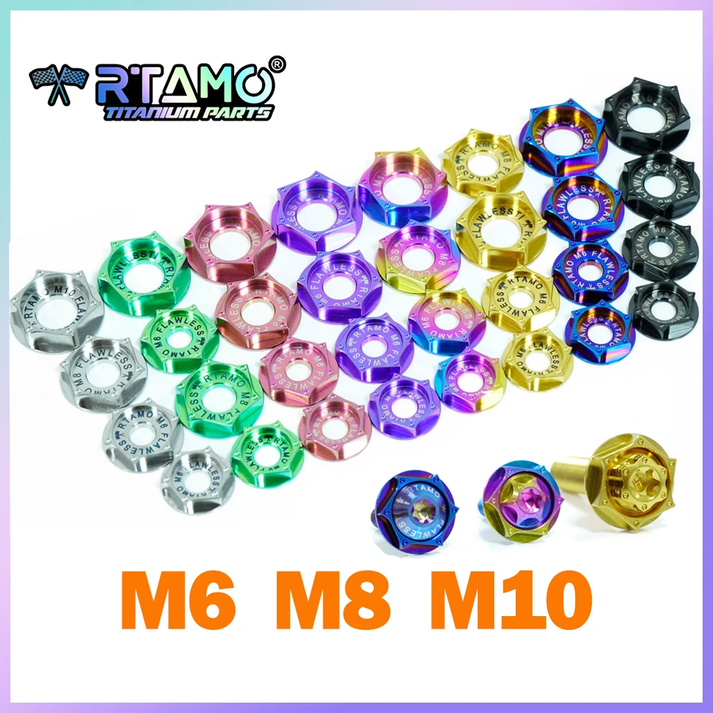RTAMO Gr5 Titanium Washer M6 M8 M10 Gasket Universal for Motorcycle Bike Modified High-strength Washer