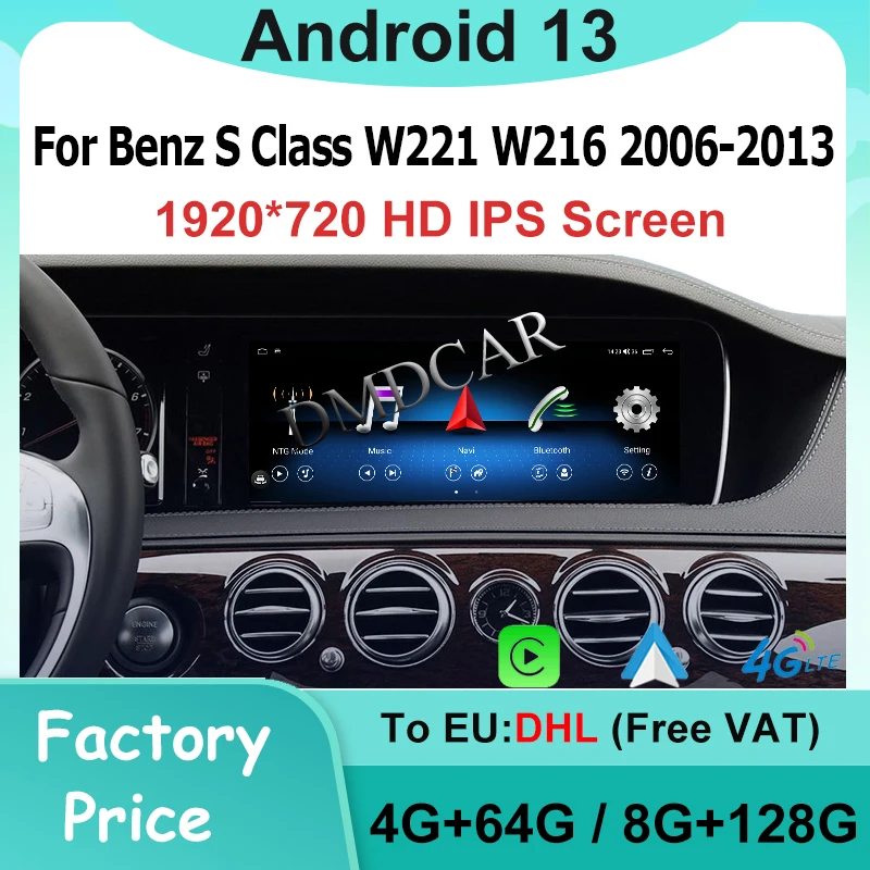 

10.25" 64G 128G MTK7862 Android13 Central Multimedia Player For Mercedes Benz S Class W221 W216 Split Screen GPS Navigation WIFI