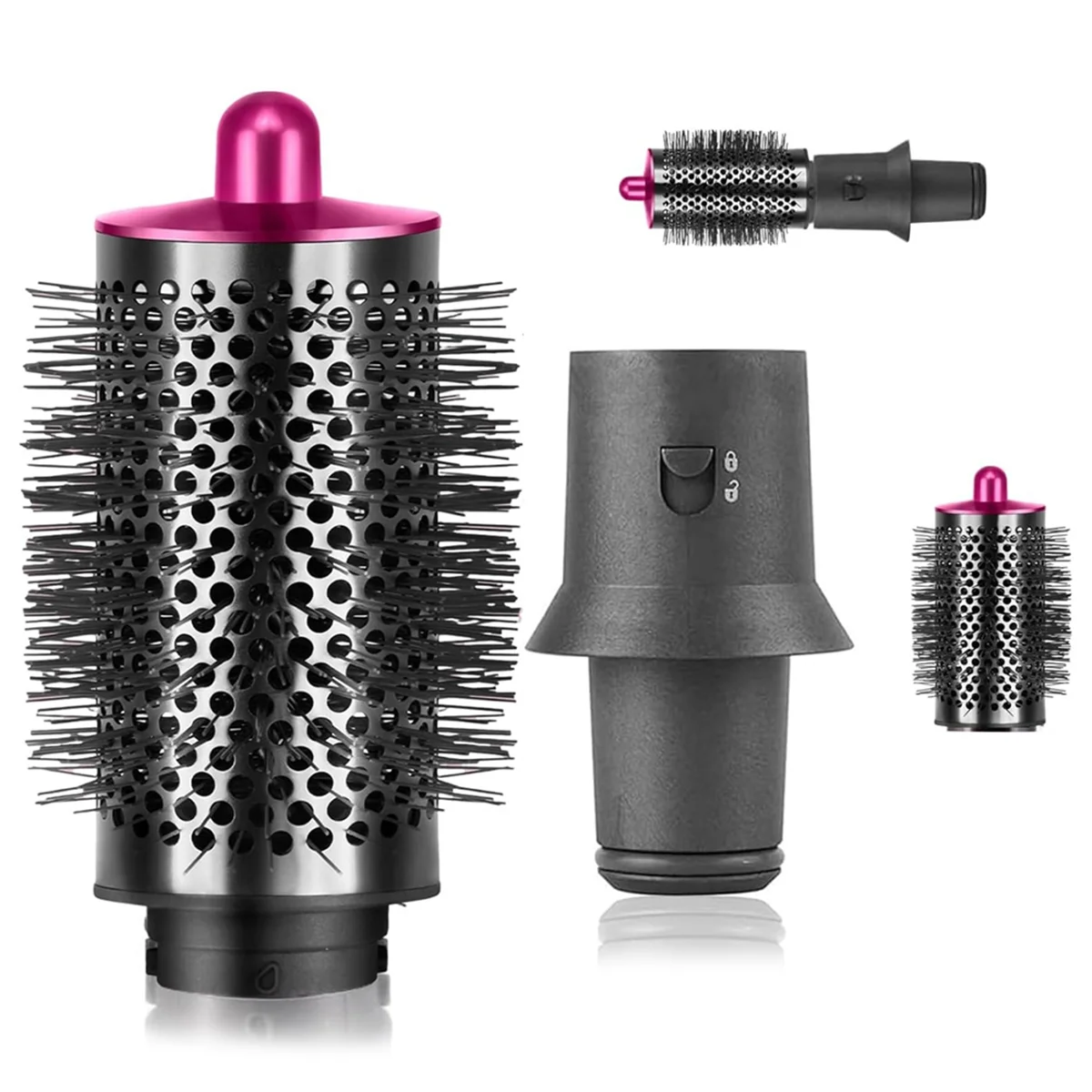 AT17 Escova de volumeização redonda grande para Dyson Airwrap Secador de cabelo Multi-Styler com adaptador Ferramenta de ondulação de cabelo, rosa vermelha