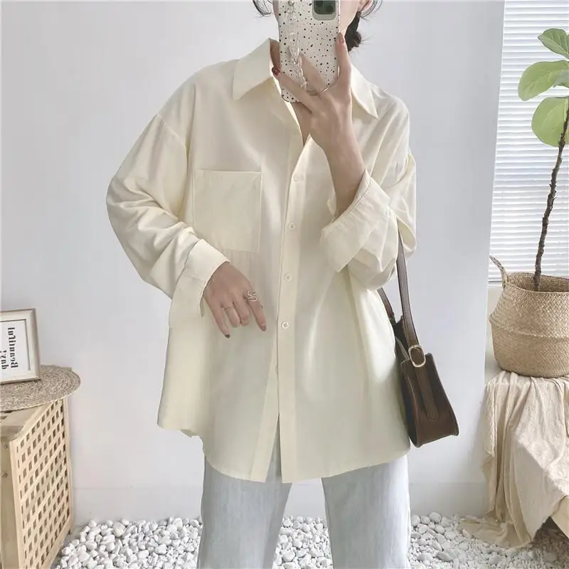 

Модная женская блузка из полиэстера, повседневная, элегантная, с отложным воротником, длинным рукавом, свободного кроя, новинка ранней весны 2026 года