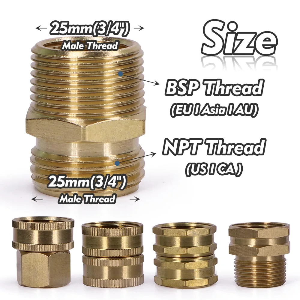 1/2 "3/4" النحاس مسدس محول NPT x BSP الموضوع النحاس موصل سريع مشترك حديقة الري سقي خرطوم الأنابيب ربط إصلاح #2