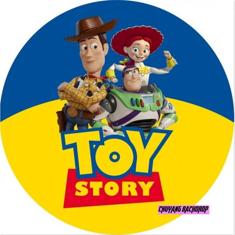 Disney Cartoon Toy Story Round Backdrop Cover Clouds Sky Wall Woody Buzz Lightyear Boys Birthday Party Circle Background Covers