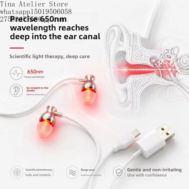 Ear Device LLLT Red Light Therapy for Tinnitus Otitis Media Rhinitis Sinusitis Relief Earplug Physical Irradiation Treatment
