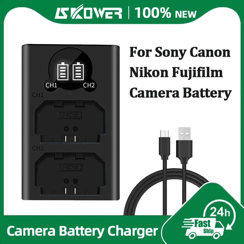 Dual Camera Battery Charger For Sony NP-FW50 FZ100 BX1 Canon LP-E6 E6NH E8 E17 NB-13L Fujifilm NP-W235 W126s Nikon EN-El15 EL25