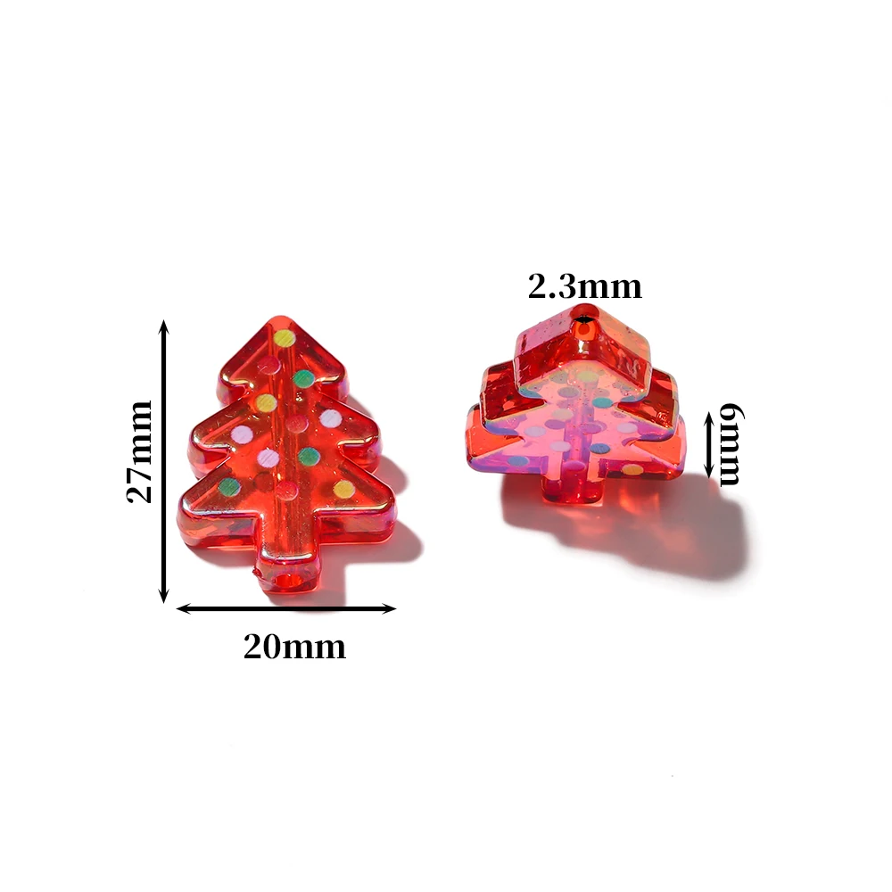 2/5pcs Acrylic Christmas Tree Shaped Beads Colored Spacer Loose Beads for DIY Earrings Crafts Necklaces Jewelry Making Findings