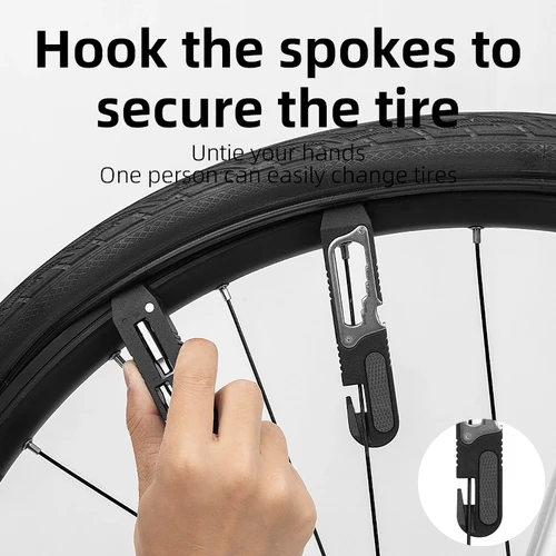 Imagen 2 del producto ROCKBROS-Juego de llaves para bicicleta, palancas portátiles multifuncionales de alta resistencia para neumáticos de bicicleta, Kit de llave de trinquete, varilla de palanca para neumáticos de bicicleta