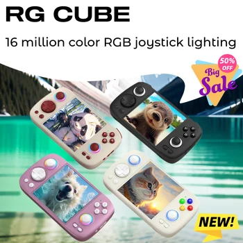 ANBERNIC RG Cube Retro Handheld Game Console 3.95 inch IPS Screen 64bit Android 13 Unisoc T820 Hall Joystick RGB Lighting Effect