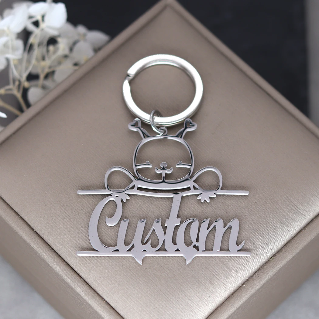 QIAMNI Cute Bee Garden Key Chains Souvenir Gifts Bag Car Jewelry Stainless Steel Custom Name Pendant Key Chain For Women Men image 6