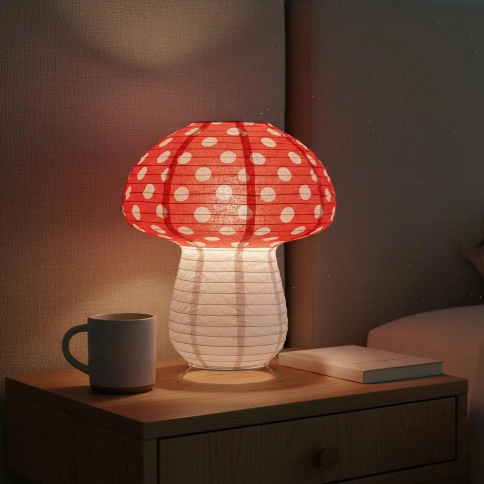 

Paper Fungus Night Light Nordic Design Foldable Fungus Lamp Paper Lantern Lamp Decorative Room Decor Soft Radiance for Bedside