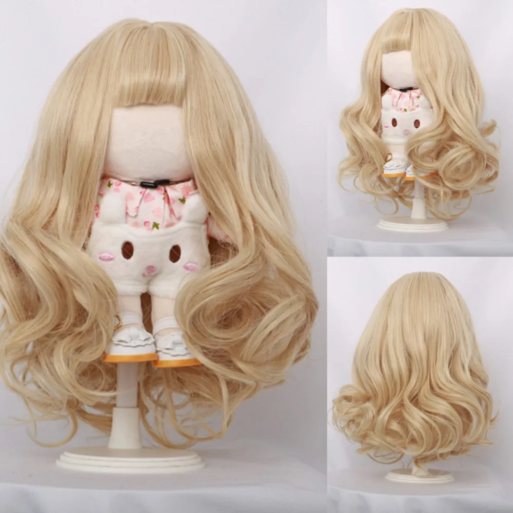 Invisible High quality Fake Synthetic Dolls Accessories Natural Cosplay Hair Long Blonde Curls Plush Doll Wigs Girl Toy Wigs