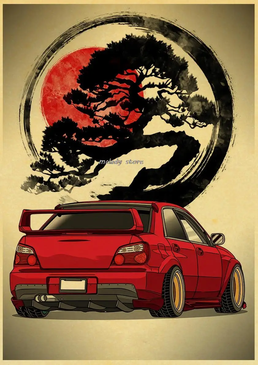 Nissan Skyline JDM Auto Kraft Paper Japan Racing Classic Home Décor Life Poster Vintage High Quality Printing