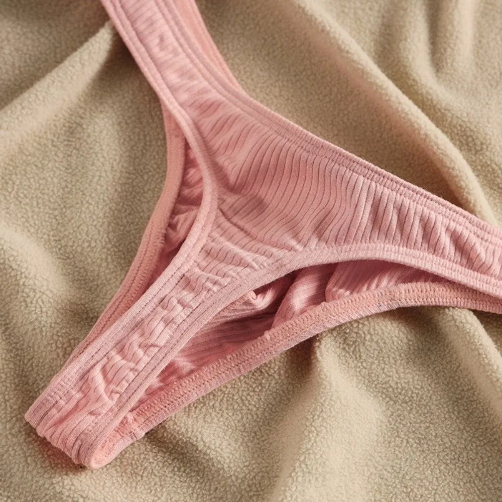 Breathable Low Waist Men Thongs Thread Pattern Underpants Men's Panties Lingerie Underwear Male Briefs Men