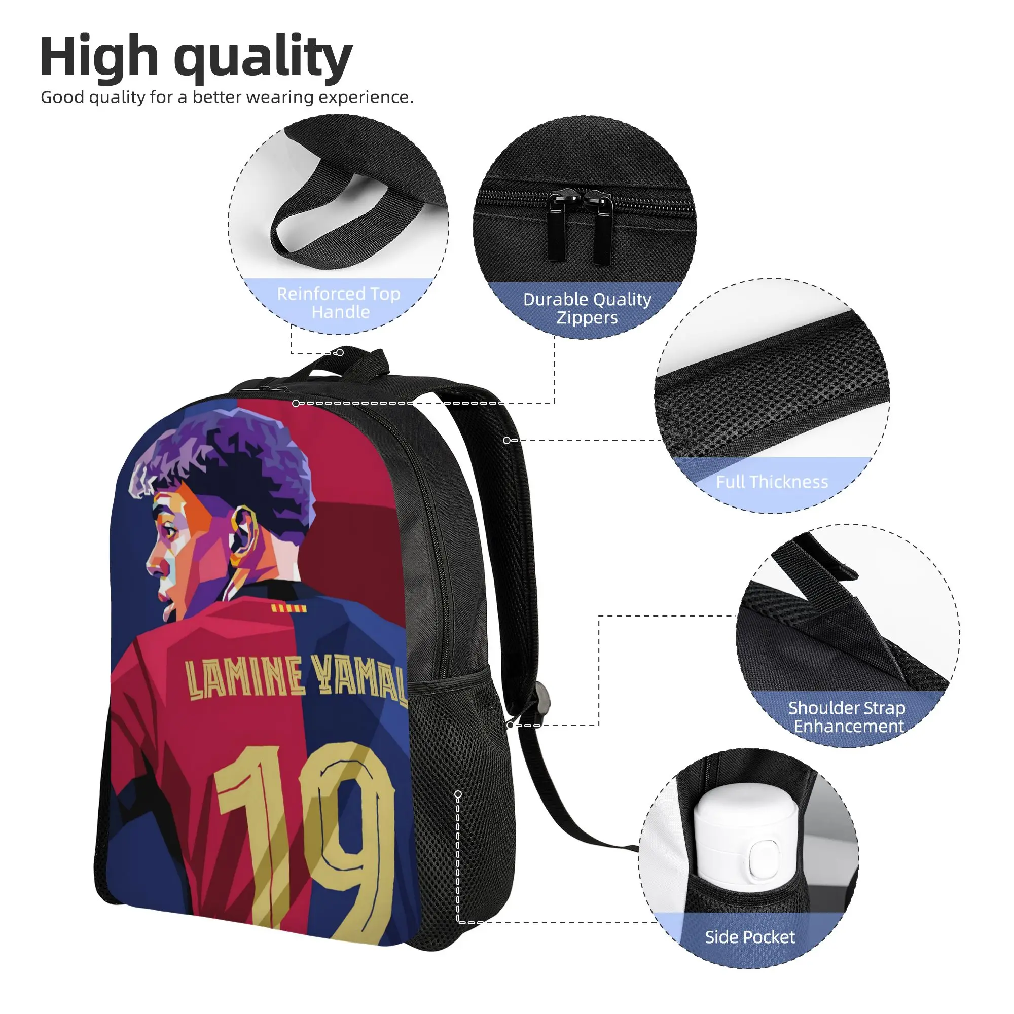 Football L-Lamine Yamal Spain Cool Backpack Sports High School Work  Daypack for Men Women Laptop Computer Canvas Bags