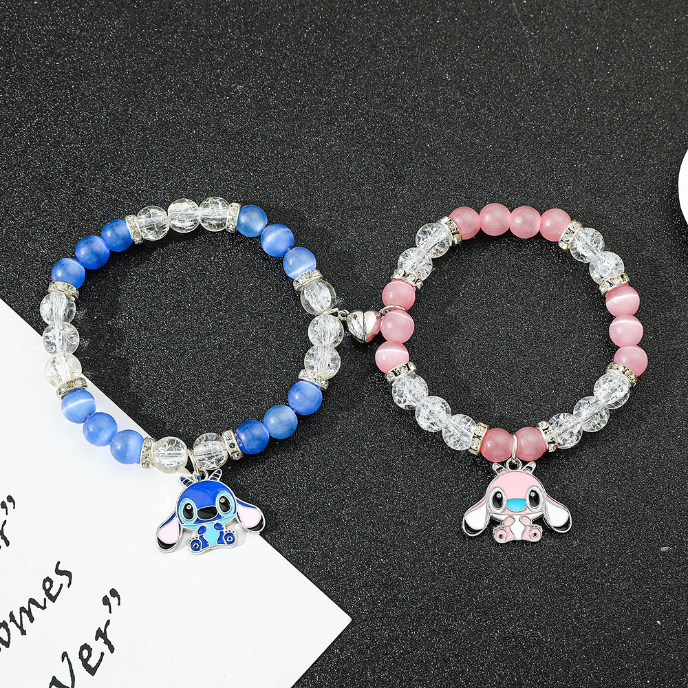 2 قطع القلب المغناطيسي غرزة الملاك زوجين أساور الصداقة الحب هدية عيد الميلاد عيد الحب الحاضر