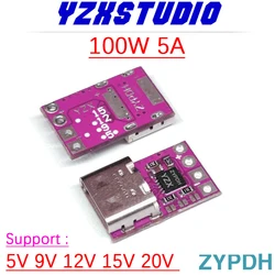 ZYPDH 100W 5A TYPE-C PD Decoy PD3.0 Triggers 5V 9V 12V 15V 20V Power USB PD TO DC Adapter DATA Kabel Połączenie Ładowanie