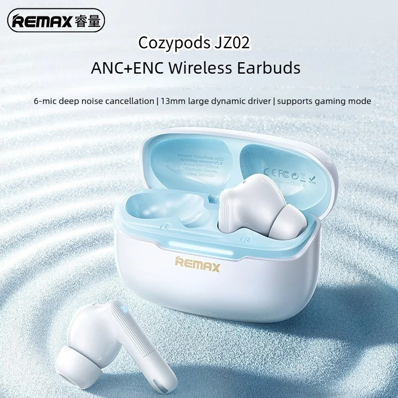 

Беспроводные игровые наушники REMAX ANC+ENC с 6 микрофонами, шумоподавлением, Bluetooth 5.4, 500 мАч, Cozypods JZ02, HD-звонки и музыка