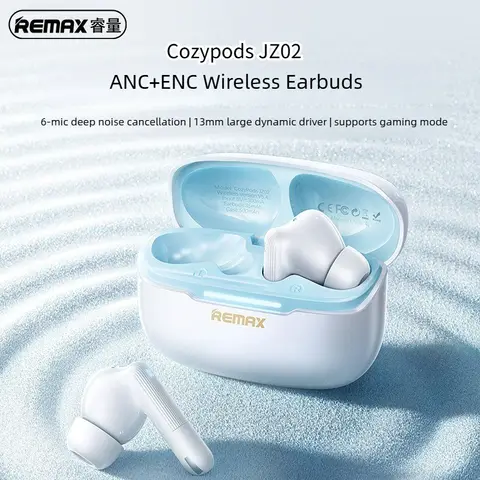 REMAX ANC+ENC Earphones 6 Mics Noise Reduction 500mAh Big Battery Cozypods JZ02 Wireless Bluetooth Gaming Earbuds Music HD Call
