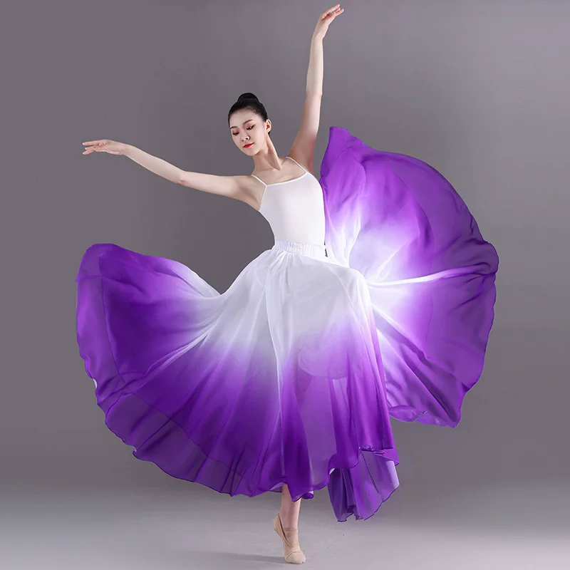 

Chinese Style Half-Length Gauze Classical Dance Skirt Women Big Swing Chiffon Gradient Dancing Skirt